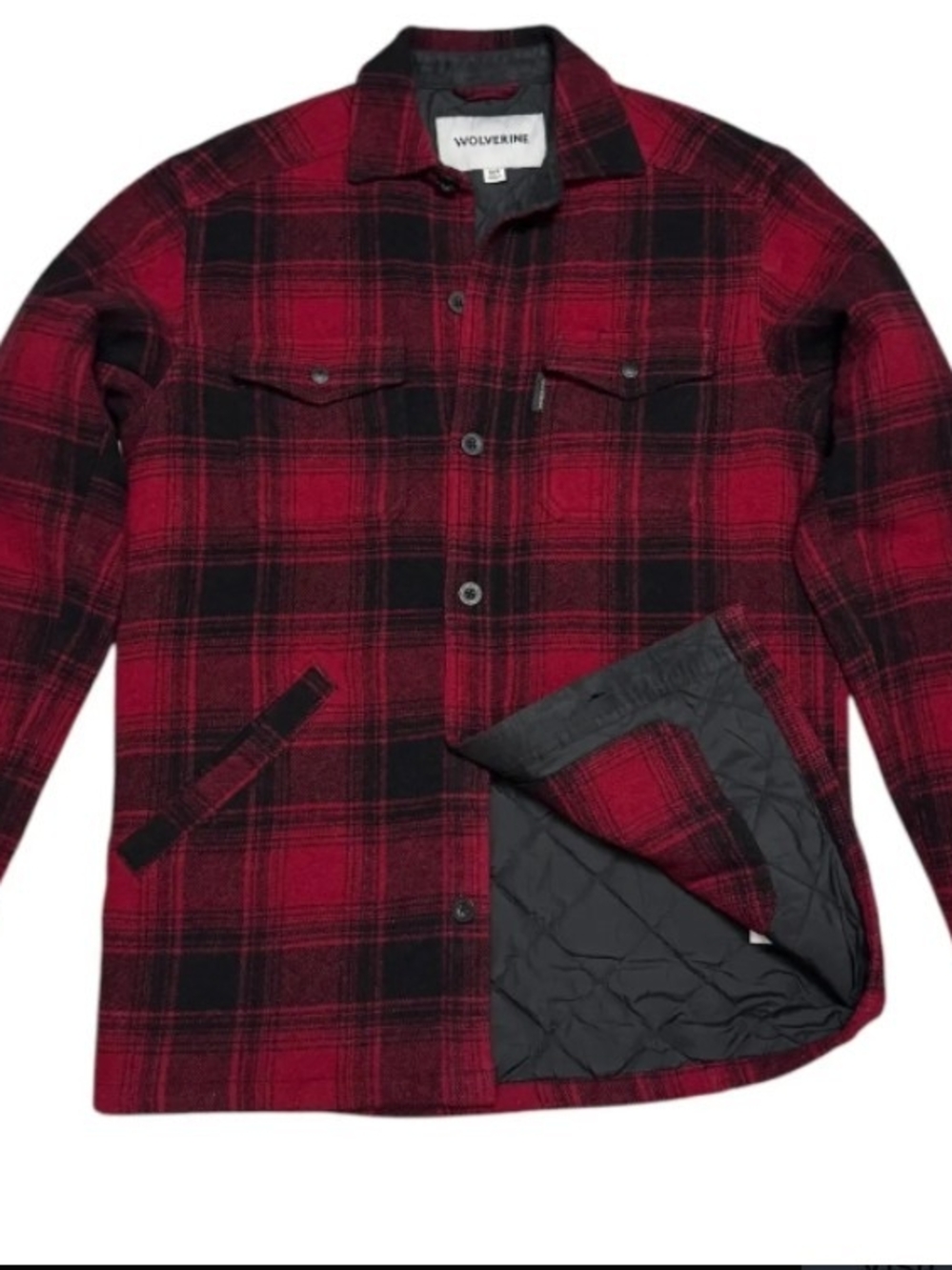 Wolverine Red and Black Plaid Quilted-Lined Kids Shirt Jacket
